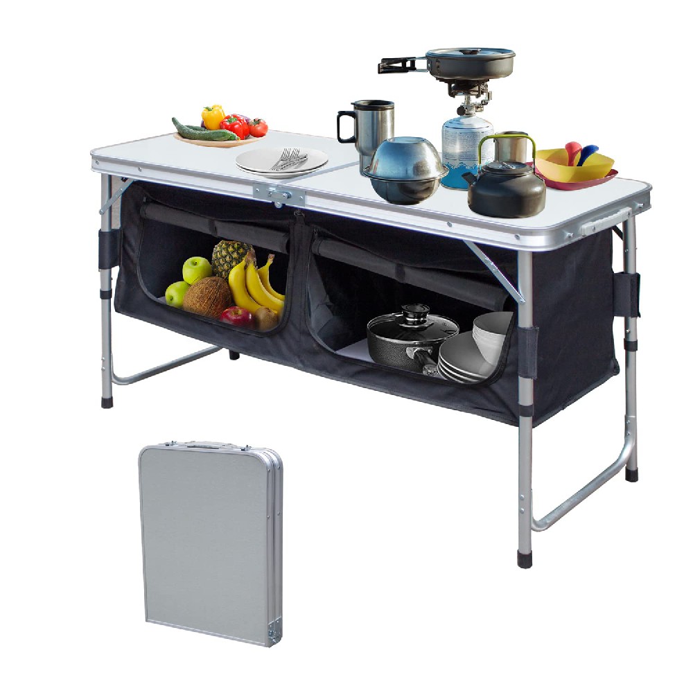 Cozykimo Cecaylie Faltbar Campingküche,Campingschrank mit Tragetasche,Alu Outdoor Camping Küche,Zeltschrank,Küchenbox