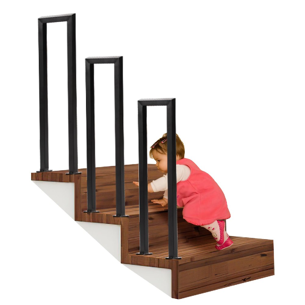Cozykimo Cecaylie Treppengeländer, U-förmige Handlauf Geländer für Treppen, Innen AußEn für Treppen, Eingangsgeländer, Korridor Anti-Rutsch-Ziergeländer(95CM, Schwarz)